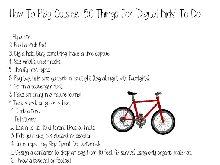 How To Play Outside: 50 Things For ‘Digital Kids’ To Do